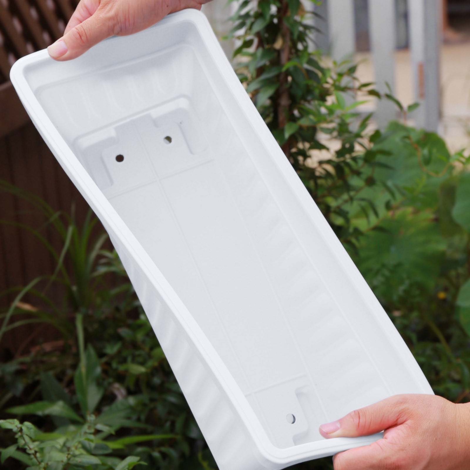 Gifts ufehgfjh 2pcs Rectangular Plastic Planting Trough 17 x 7.5 x 5.5 in with Drip Tray Balcony Vegetable Planter Seedling Box Durable Plastic Nursery Pot for Herbs Flowers Indoor Outdoor Gardening