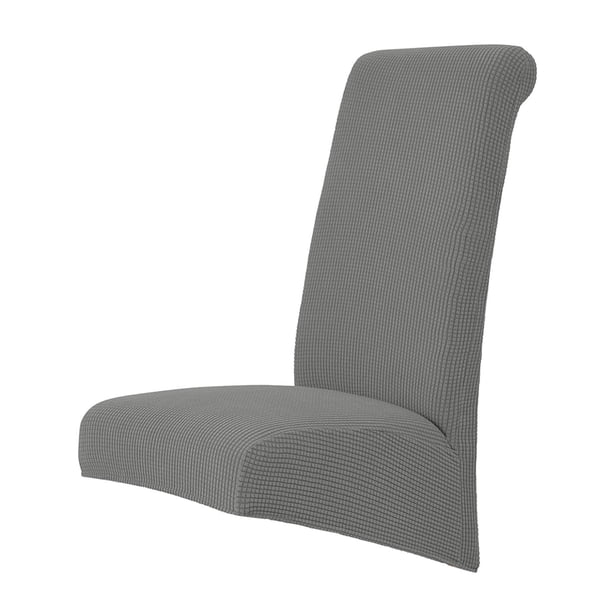 Funda para silla alta de respaldo alto de color liso, de terciopelo elástico y forro polar. Funda extraíble. Gris oscuro