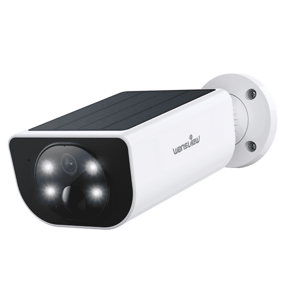 Wansview 2K Solar Camera WiFi Outdoor Wireless with Spotligt, Waterproof, PIR Alert, Siren, Color Night Vision, Two-Way Audio, Works with Alexa