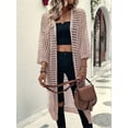 thumbnail image 3 of Women'S Hollow Out 3/4 Sleeve Open Front Knit Cardigan Long Sweater Tops Pale Pinkish Gray XXL, 3 of 7