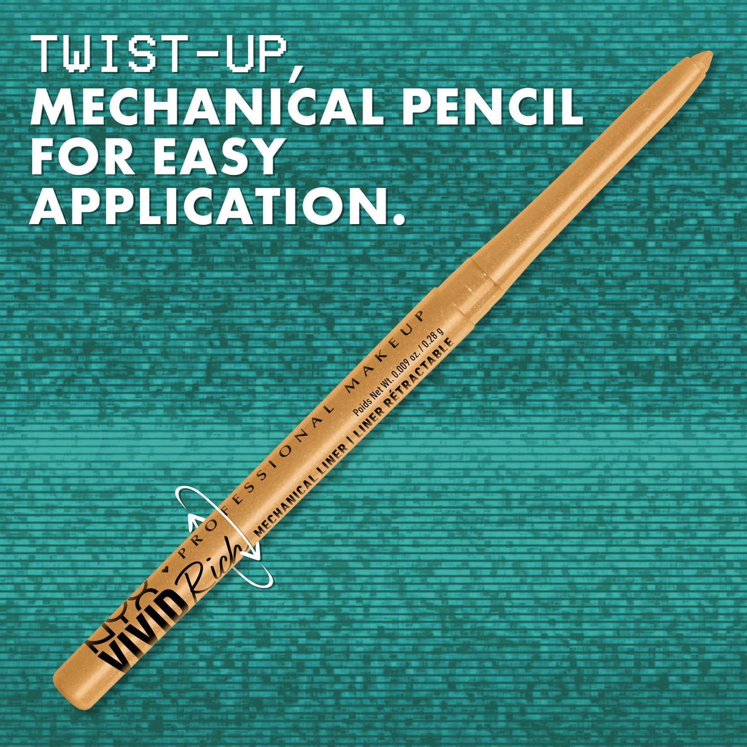 NYX PROFESSIONAL MAKEUP, Vivid Rich Mechanical Pencil, Eyeliner, Rich shades, Vegan Formula, Gem-toned pigments