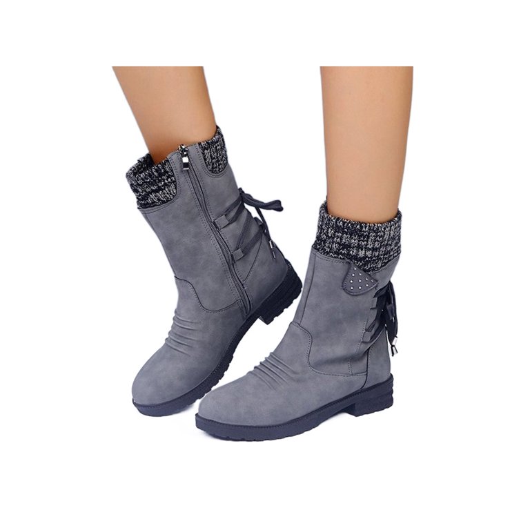 Simanlan Women's Mid Calf Combat Boots