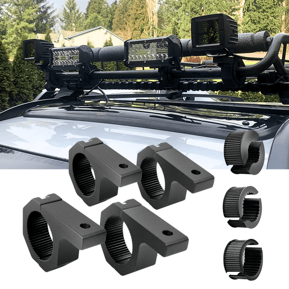Nilight Off-Road Mounting Brackets LED Light Horizontal Bar Tube Clamp Fit on 7" Bull Bars Roof Racks Roll Cage Holder for ATV UTV Truck, 4-Pack