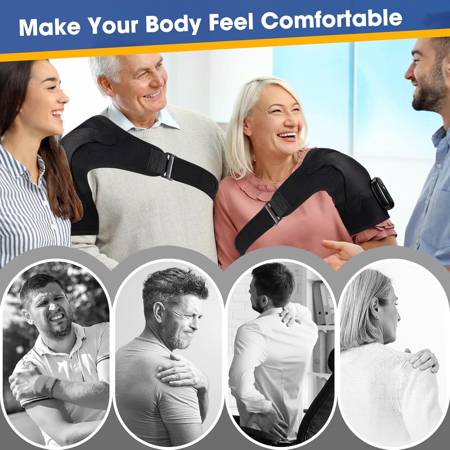 Heating Vibration Massage Shoulder Pad With Digital Display Controller 3-speed Heating 3-speed Vibration Massage Portable Shoulder Massage Equipment Relax Shoulder and Neck USB Charging