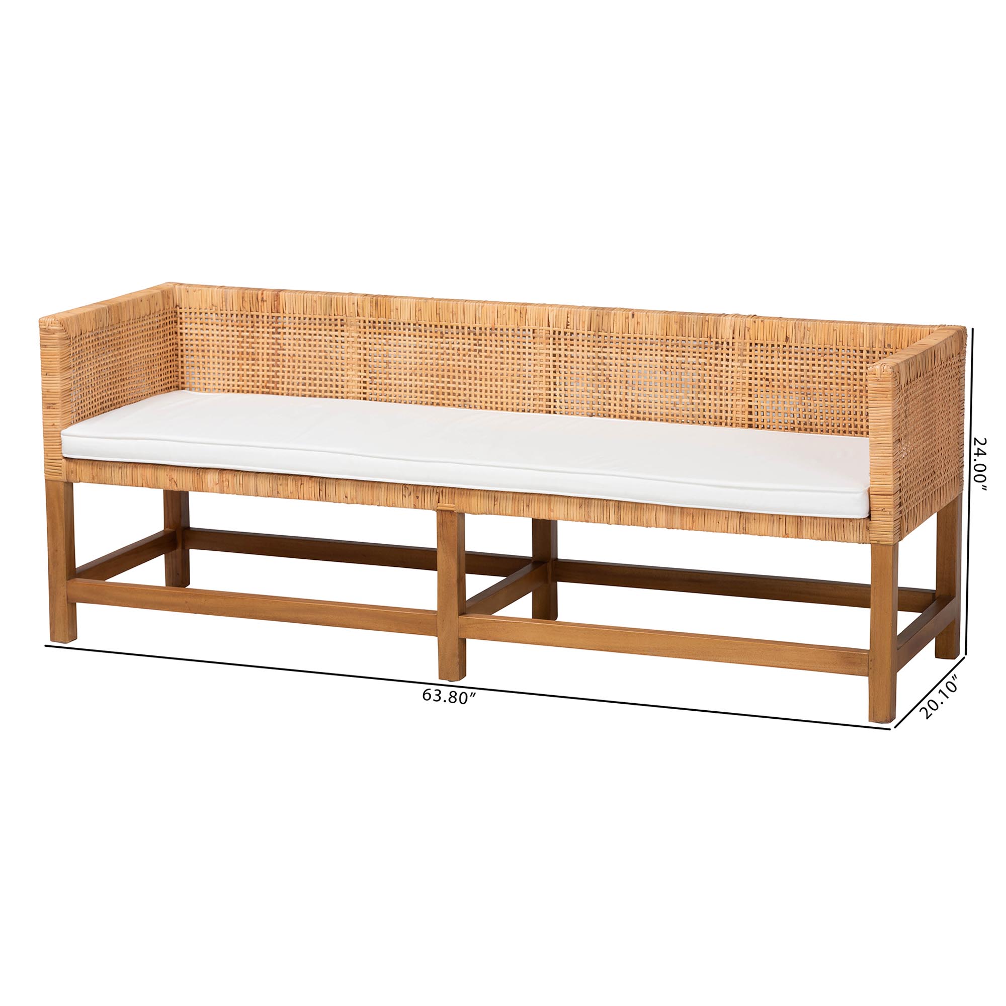 bali & pari Vivan Boho Accent Bench, Natural Rattan
