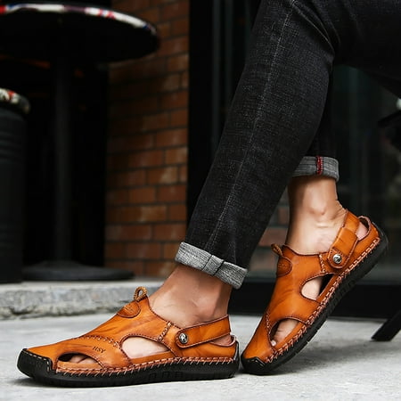

jjayotai Shoes for Men Summer Men S Sandals Men S Trendy Leather Beach Shoes Shoes Sewing Shoes Flash Picks
