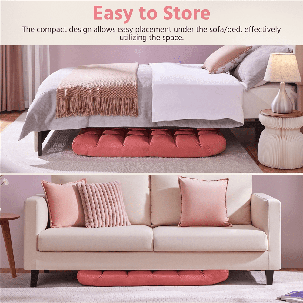 Alden Design Floor Folding Gaming Sofa Chair with 14 Adjustable Positions, Pink