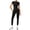 Black, variant on Clossjun Womens Two Piece Workout Sets Slim Fit Short Sleeve Shirt High Waist Leggings Yoga Outfits Matching Gym Suits