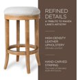 thumbnail image 6 of Maven Lane Eva 31 Inch Tall Bar Height Rotating Backless Barstool in Weathered Oak Finish with Sand Color Fabric Upholstered Seat, Set of 3, 6 of 8