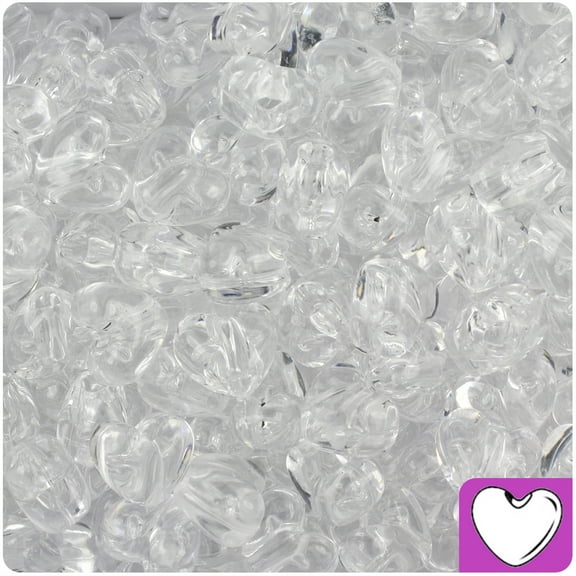 BeadTin Crystal Transparent 12mm Heart Pony Beads (250pcs)