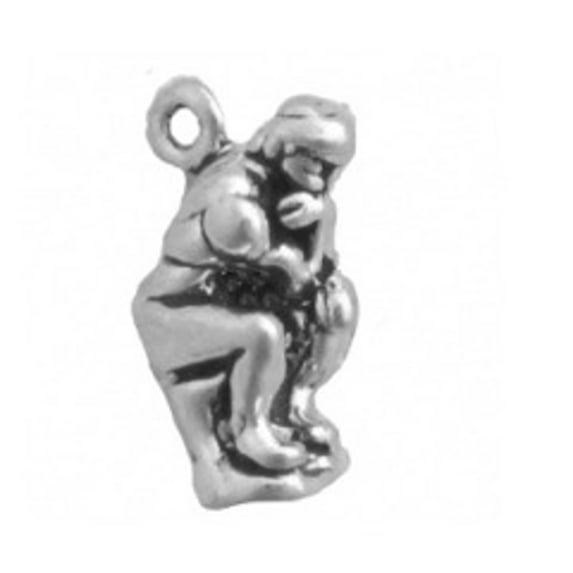 Sterling Silver 20" Unisex 1.5mm 3D Auguste Rodin's The Thinker Or The Poet Statue Pendant Necklace