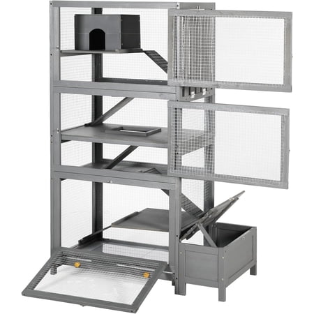Coewske Wooden Hamster Cage 6-Tier Large Critter Nation Cage for Small Animals w/ Removable Tray