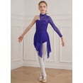 thumbnail image 3 of CHICTRY Kids Girls Figure Skating Jumpsuit Floral Lace Long Sleeve Modern Lyrical Dance Skirted Leotard Purple 10, 3 of 7