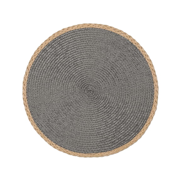 Leodye 1PCS Round Woven Placemats, Non-Slip Decorative Table Mats, Heat Resistant Bowl Coaster for Restaurant Home Kitchen and Dining Table Decor -15x15x0.4 in