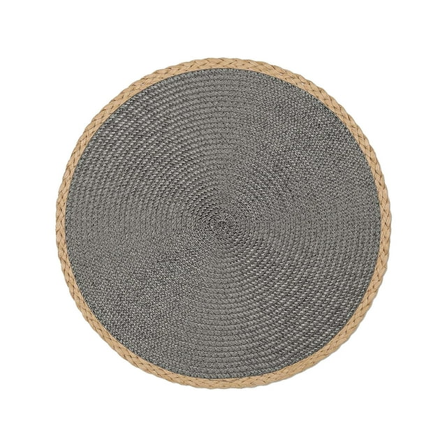 Unbeatable Value,Retro Woven Placemats, Round Restaurant Mats, Non-Slip, Durable Fabric, Kitchen Decor, Dining Room, Easy Clean, Table Protection, Home Bar, Barista Mats | Linen, Gray-970 $BS$3