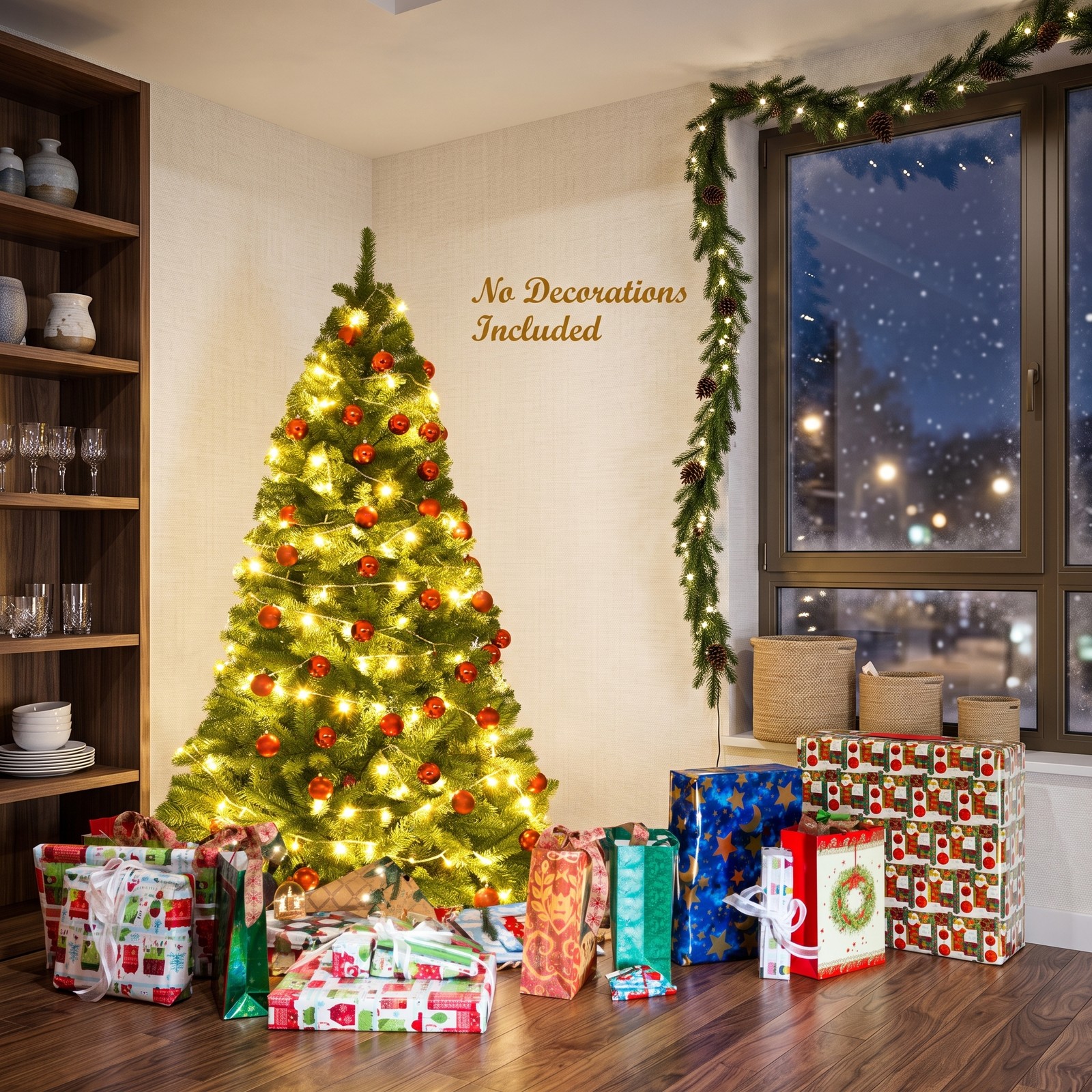 RUIE 6 ft Artificial Christmas Tree Premium Hinged PVC Xmas Pine Tree with 1000 Branch Tips and Sturdy Metal Stand for Indoor Holiday Decoration, Green