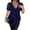 Navy, variant on Lace V Neck Womens Tops Short Sleeve Casual Blouses with Scalloped Edge and Wave Hem Design Loose Fit Womens Summer Tops L Pink