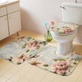 thumbnail image 2 of Farmhouse Pink Floral Bath Mat 3 Piece Bathroom Rug Set, Spring Vintage Botanical Flowers Non Slip Bath Rug Contour Mat and Toilet Lid Cover, Absorbent Shower Mats Soft Bath Rugs and Mats Sets, 2 of 8