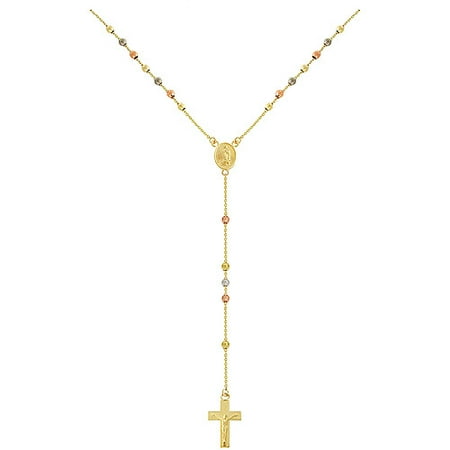 10kt Yellow, White & Rose Gold Rosary Ne
