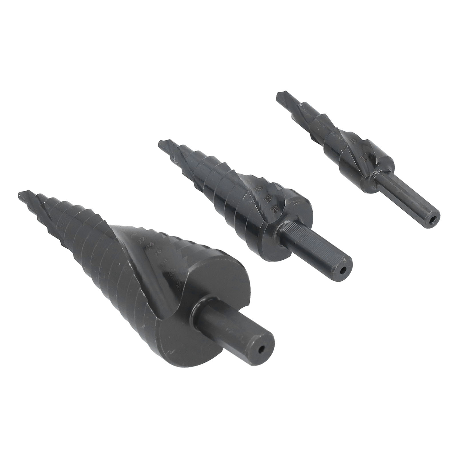 Tebru Spiral Step Drill Bit,3Pcs Spiral 
