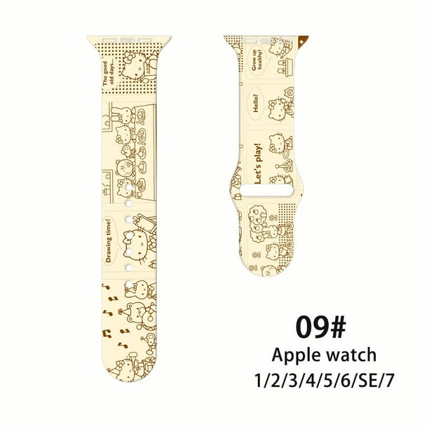 Hello Kitty-Correa de silicona para Apple Watch, pulsera de repuesto para IWatch Series 6, 5, 4, 3, 2, SE, 38mm, 40mm, 42mm, 45mm
