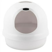 Petmate Booda Dome Plastic Enclosed Cat Litter Box with Dome Lid, Covered Cat Litter Pan, White