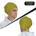thumbnail image 6 of Pofeuu Yellow Checkered Plaid Print Beanie Hat for Men and Women Winter Warm Hats Knit Slouchy Thick Skull Cap, 6 of 7