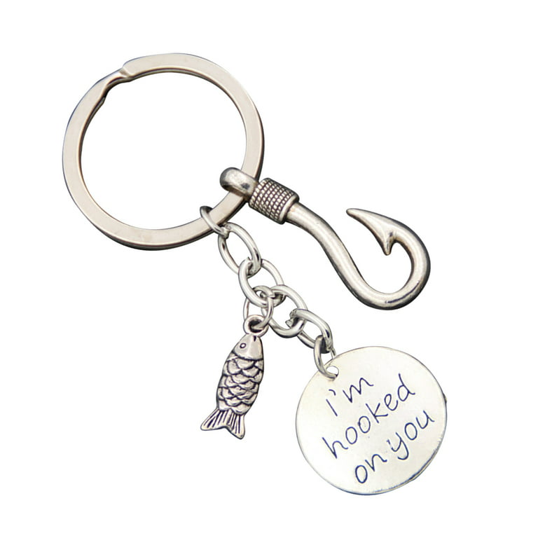 Father's Day Keychain Alloy Fishhook Keychain Ornament Creative Fish  Hanging Key Rings 