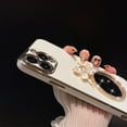 thumbnail image 2 of Designed for iPhone Case,Luxury Electroplated 3D Flower Mirror Camera Lens Protect Shockproof Protective Cover Phone Case (iPhone 13 Pro,White), 2 of 6