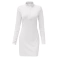 thumbnail image 5 of Nuevo vestido de manga larga con cremallera en la solapa y cintura alta - Conjunto con falda corta, tejido elástico suave, diseño elegante para citas, fiestas y ropa informal, 5 of 5