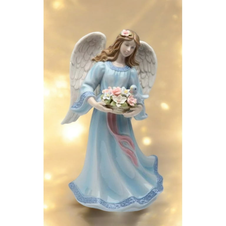Cosmos 80112 Fine Porcelain Angel with Flower Basket and Bird