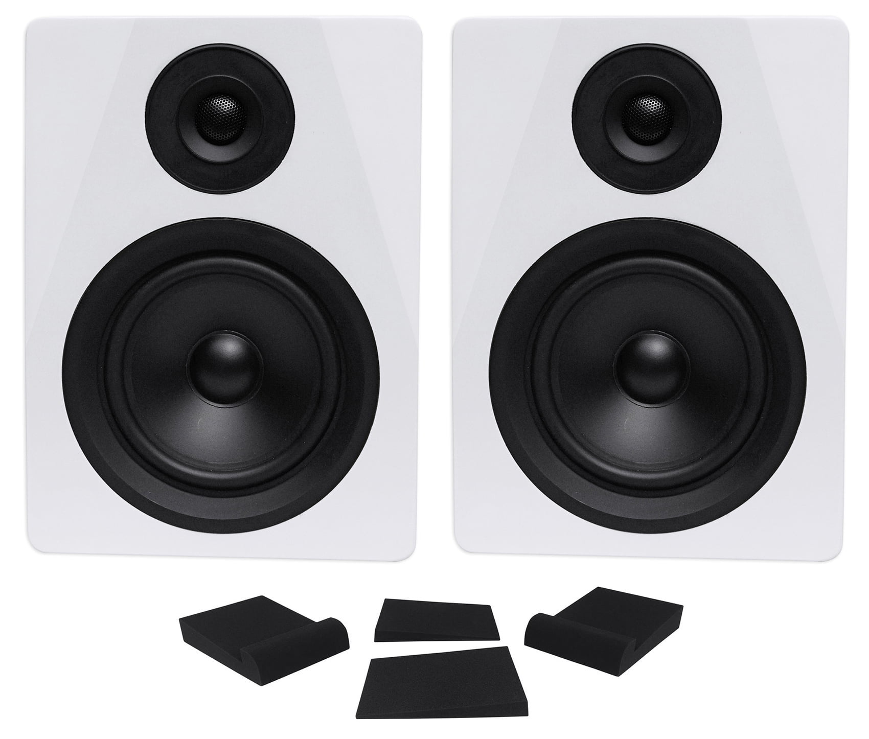 2) Rockville DPM5W Dual Powered 5.25" 300w Active Recording Studio Monitors+Pads