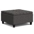thumbnail image 5 of Simpli Home Harrison 30 inch Wide Transitional Square Small Coffee Table Storage Ottoman in Ebony Tweed Vegan Faux Leather, 5 of 13