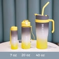 thumbnail image 2 of 3-Piece Plastic Tumblers with Lids & Straws, 40/20/7 oz Reusable Plastic Cups for Women, BPA-free, Leakproof, Yellow, 2 of 6