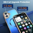 thumbnail image 7 of Designed for iPhone 16 Plus Magnetic Phone Case,Compatible with Mag-Safe,Anti-Scratch PU Leather Bumper,Shockproof Elegant Electroplated Rugged Ultra Slim Thin Phone Case,Blue, 7 of 7