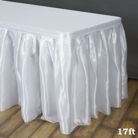 

BalsaCircle 17 feet x 29 Satin Party Banquet Table Skirt White