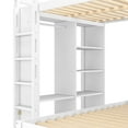 thumbnail image 6 of Newest Full XL/Full over Twin Bunk Bed with Dismountable Lower Bed , Desk, Solid Wood Bunk Beds Frame with Built-in Shelves , Wardrobe, Can be Converted into Loft Bed, White, 6 of 9