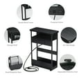 thumbnail image 4 of Narrow Side Table with Charging Station, 3 Tier Slim End Table with Storage Shelf for Small Spaces, 21.6 Inch Height Thin Tables Small Nightstand Magazine Rack for Living Room,Black, 4 of 9