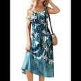 thumbnail image 2 of Vestido de Verano para Mujer, Sin Mangas, Floral, con Cuello Redondo, Cintura Alta, Corte A, Midi y Bolsillos Flores Blancas XL, 2 of 10