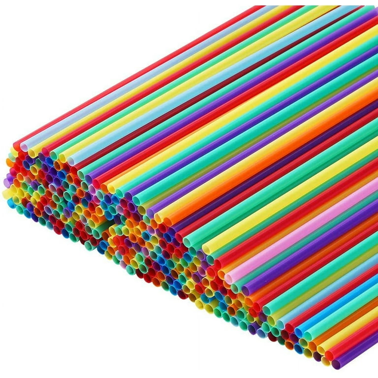 200 Pcs Flexible Plastic Drinking Straws, Extra Long Colorful