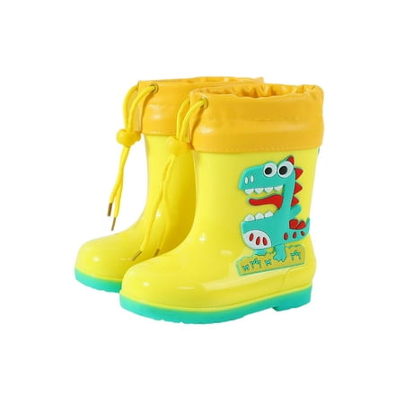 

Lacyhop Children Rubber Boots Cartoon Rain Boot Removable Lining Waterproof Booties Wet Weather Breathable Garden Shoes Lightweight Wide Calf Rainboot Yellow green 3Y