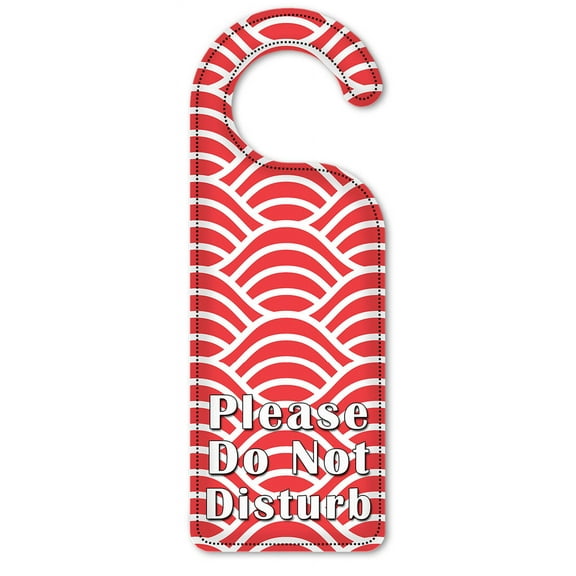 Do Not Disturb Door Knob Hanger Sign - Red & White Waves
