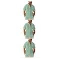 thumbnail image 2 of pitrice Men Shirt Casual Short Sleeve Breathable Replacement Button Down Solid Color Fashionable Home Dating Shirts Top Green XL 3Set, 2 of 6