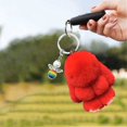 thumbnail image 4 of Llavero de Coche Nuevo Hecho a Mano Suave Conejo Pompom Encantos Conejo Llavero de Coche Colgante Eterna Flor Bola Linda Llavero, 4 of 5