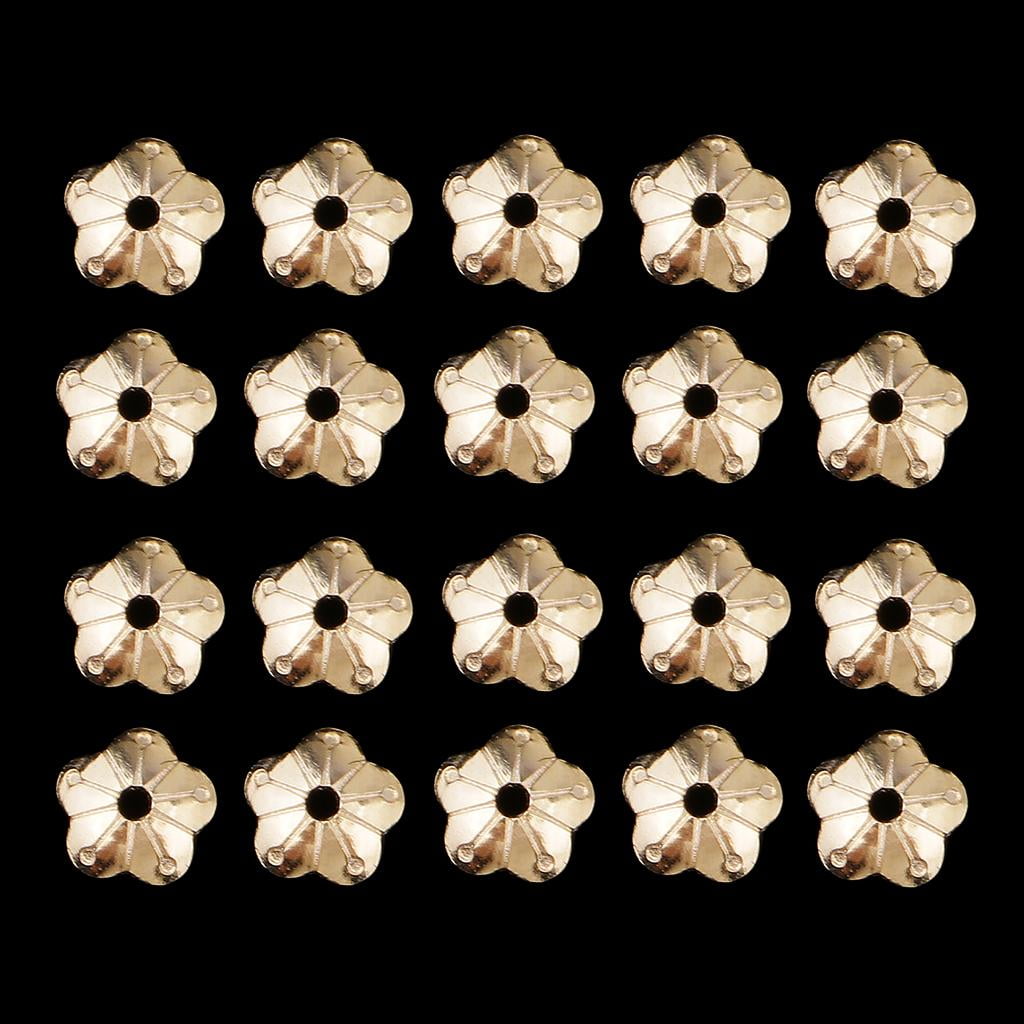 FVDPWYE 40pc 925 Sterling Silver Flower Beads Caps Craft Bracelet Jewelry Making 4mm