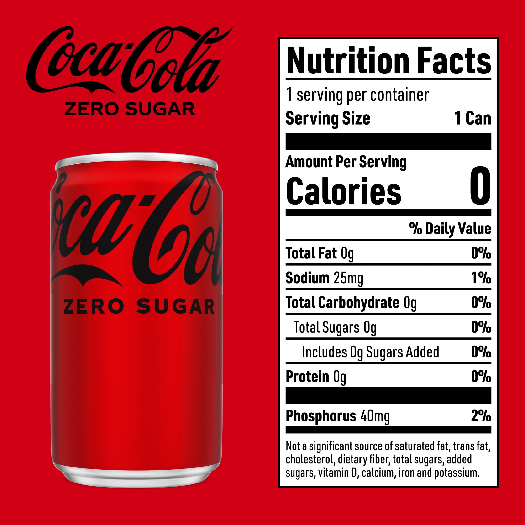 Coca-Cola Zero Sugar Soda, 7.5 fl oz Mini Cans, 6 Pack