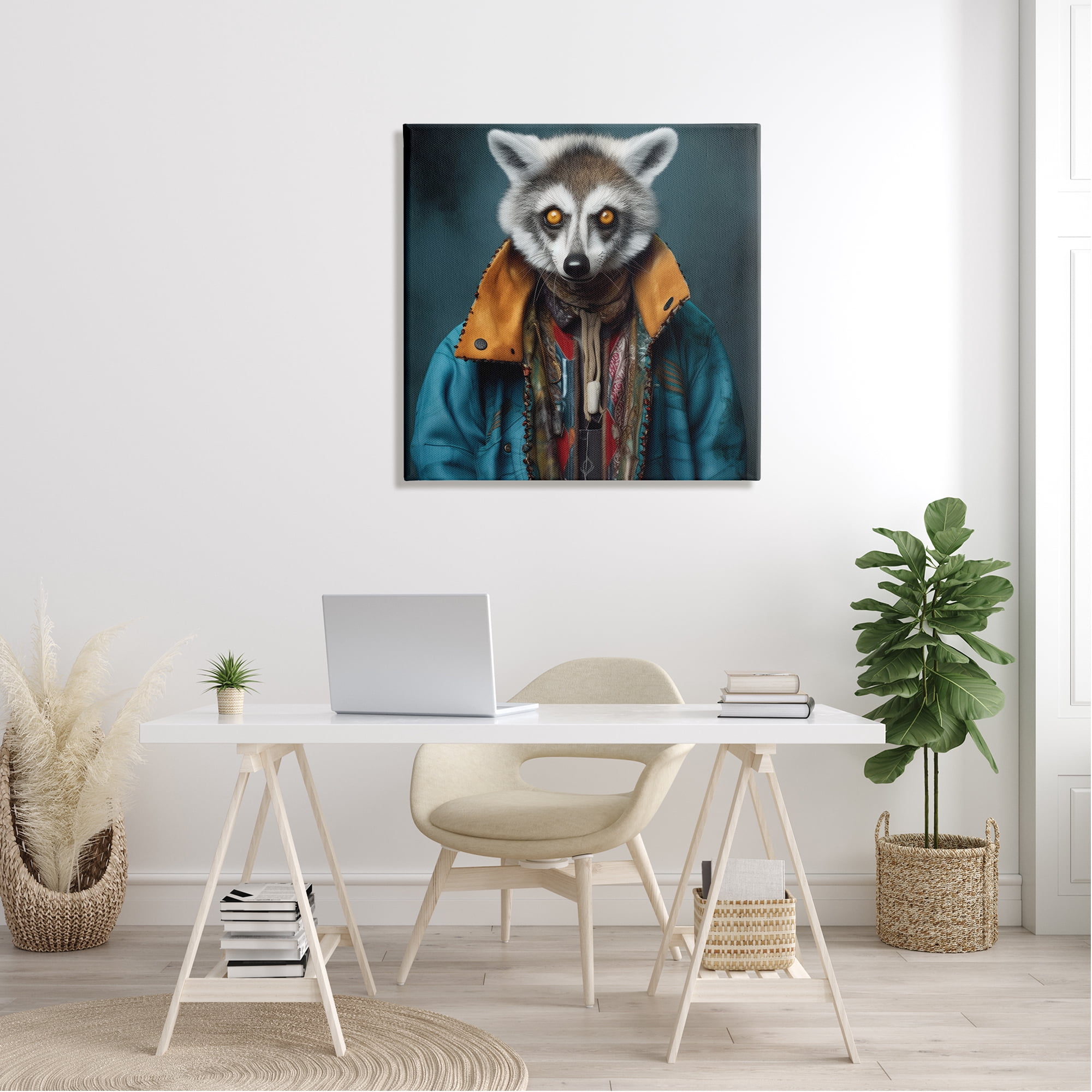 Stupell Industries Raccoon with Stylish Jacket Animals & Insects Painting Gallery Wrapped Canvas Art Print Wall Art, 30 x 30