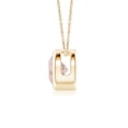thumbnail image 2 of Angara Collier en Morganite Naturel - Pendentif Solitaire Rond en Morganite avec Lunette en Or Jaune 14K pour Femmes, 2 of 8