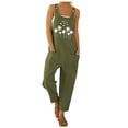thumbnail image 1 of TrendOFT Combinaison Décontractée d'Été pour Femmes Mode Imprimé Lettre Bretelles Boutonnée Ample Combinaisons une Pièce Vert Armée TG, 1 of 4