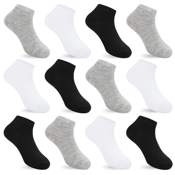 12Pairs Kid Breathable Athletic Ankle Socks Boys Girls Cotton Low Cut Socks